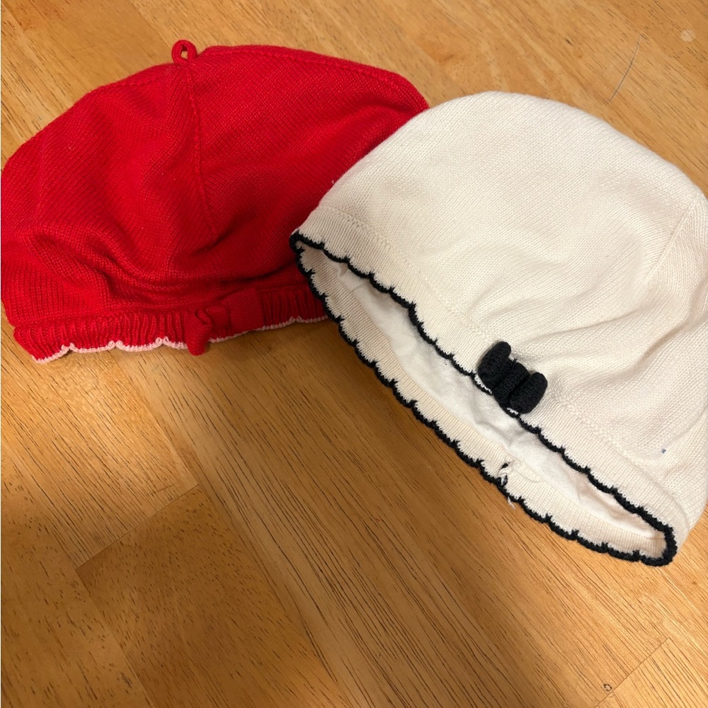 Janie and jack Red & white baby hat .
